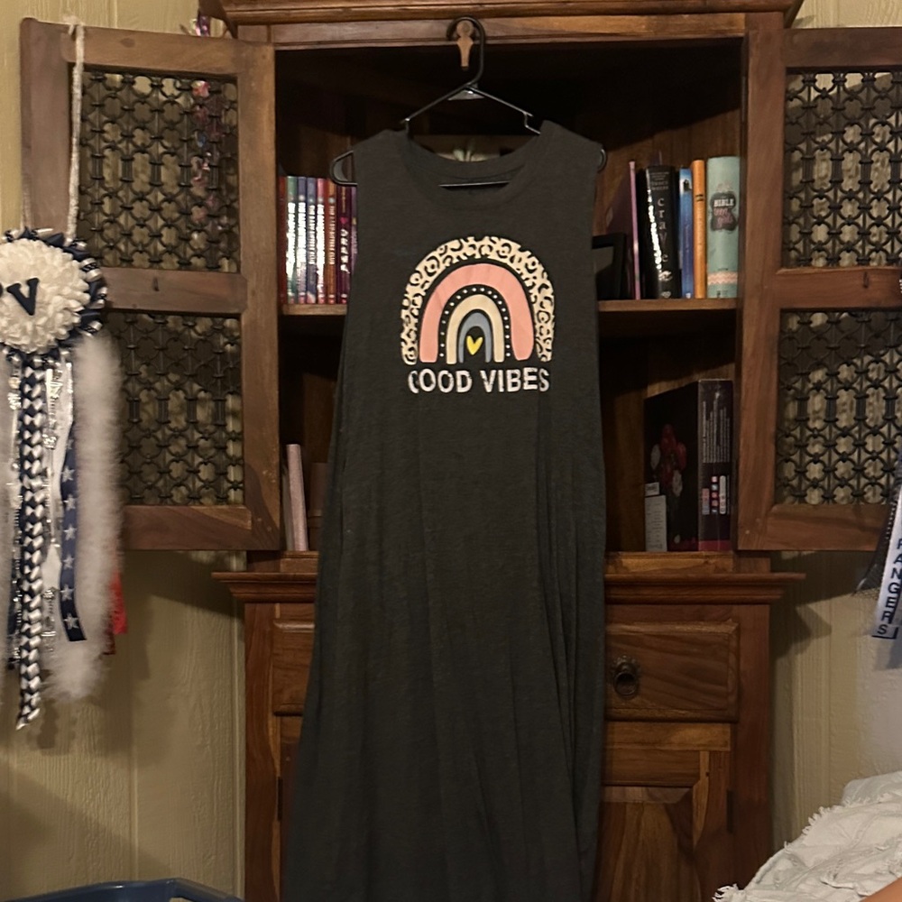 Good Vibes Graphic Sleeveless Dress